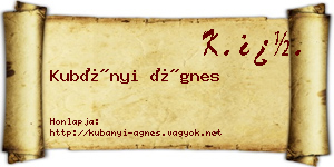 Kubányi Ágnes névjegykártya