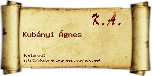 Kubányi Ágnes névjegykártya